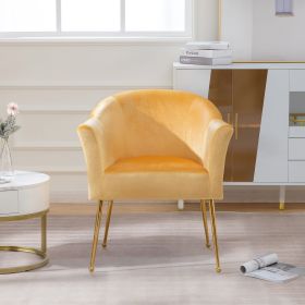 Velvet Accent Chair with Wood Frame, Modern Armchair Club Leisure Chair with Gold Metal Legs